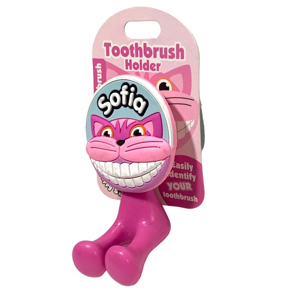 Happy Smiles Personalized Kids Toothbrush Holder Sofia Cat Kitty - Picture 2 of 4